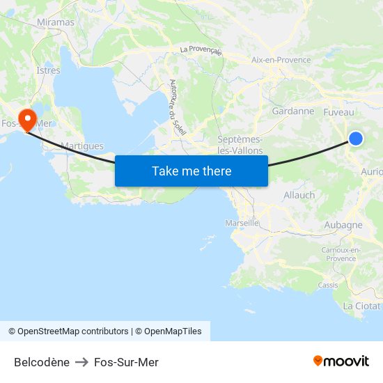 Belcodène to Fos-Sur-Mer map