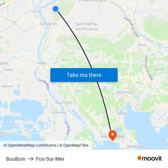 Boulbon to Fos-Sur-Mer map