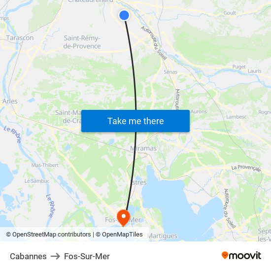 Cabannes to Fos-Sur-Mer map