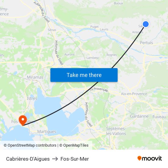Cabrières-D'Aigues to Fos-Sur-Mer map