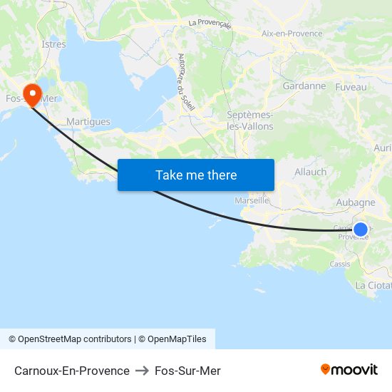 Carnoux-En-Provence to Fos-Sur-Mer map