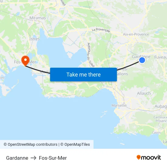 Gardanne to Fos-Sur-Mer map