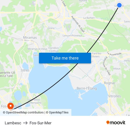 Lambesc to Fos-Sur-Mer map