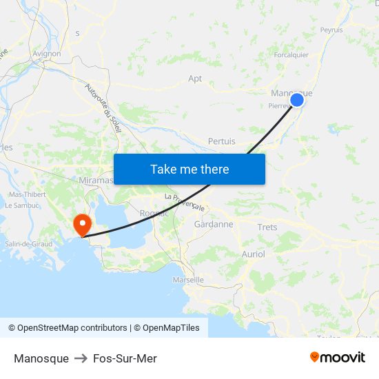 Manosque to Fos-Sur-Mer map