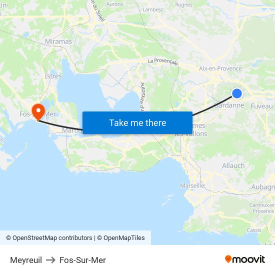 Meyreuil to Fos-Sur-Mer map