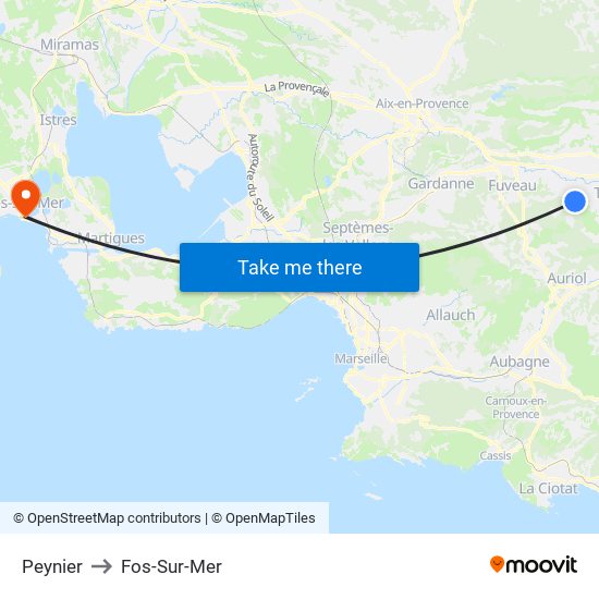 Peynier to Fos-Sur-Mer map