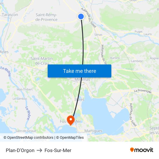 Plan-D'Orgon to Fos-Sur-Mer map