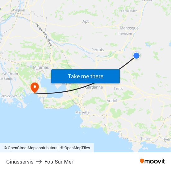 Ginasservis to Fos-Sur-Mer map