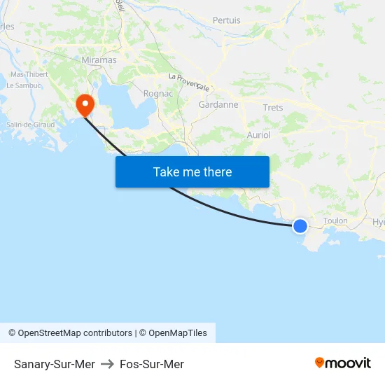 Sanary-Sur-Mer to Fos-Sur-Mer map