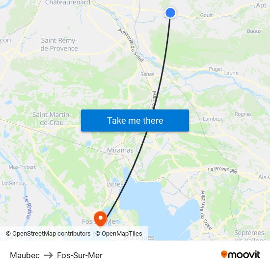 Maubec to Fos-Sur-Mer map