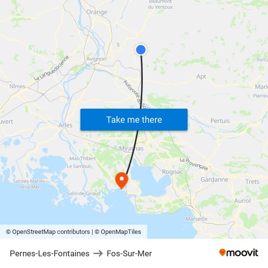 Pernes-Les-Fontaines to Fos-Sur-Mer map