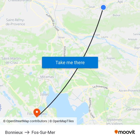 Bonnieux to Fos-Sur-Mer map