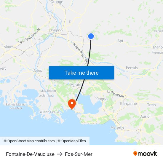 Fontaine-De-Vaucluse to Fos-Sur-Mer map