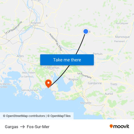 Gargas to Fos-Sur-Mer map