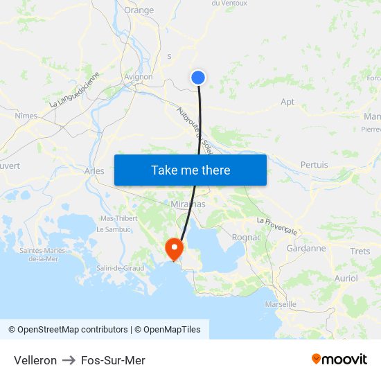 Velleron to Fos-Sur-Mer map