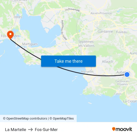 La Martelle to Fos-Sur-Mer map