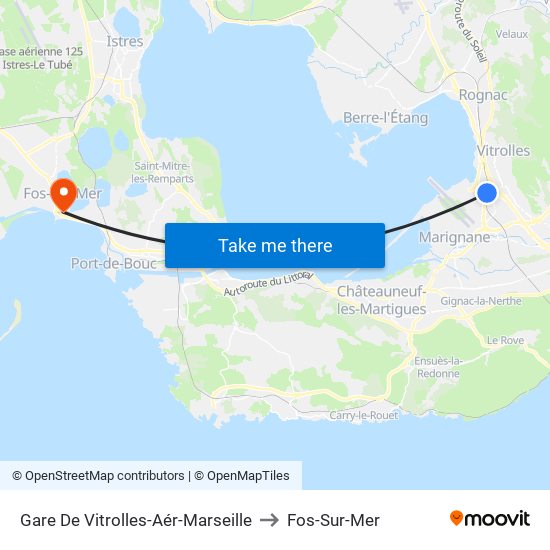 Gare De Vitrolles-Aér-Marseille to Fos-Sur-Mer map