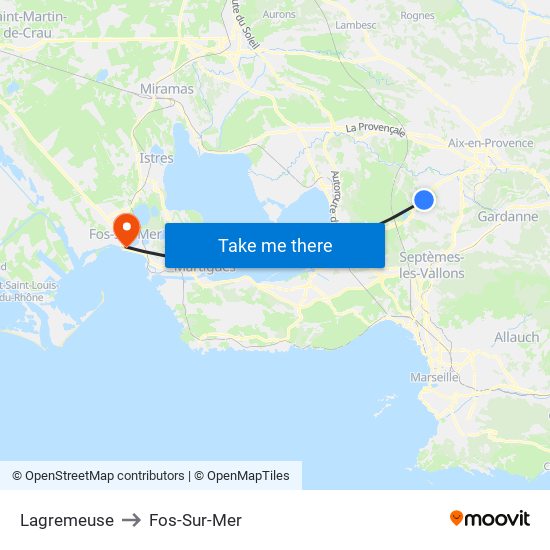 Lagremeuse to Fos-Sur-Mer map