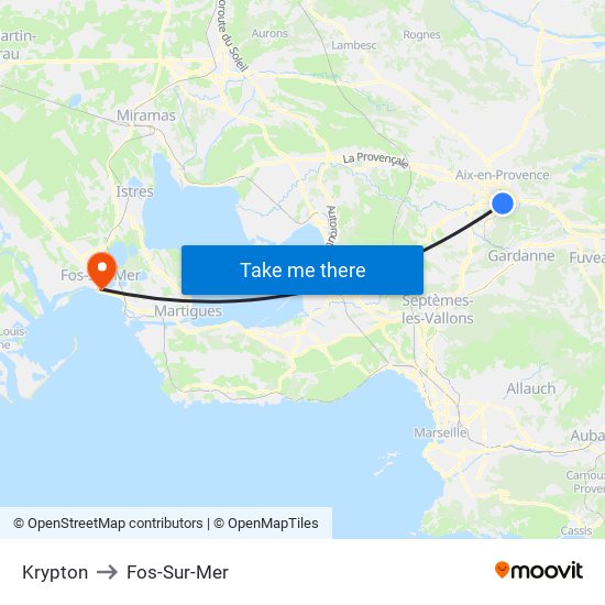 Krypton to Fos-Sur-Mer map