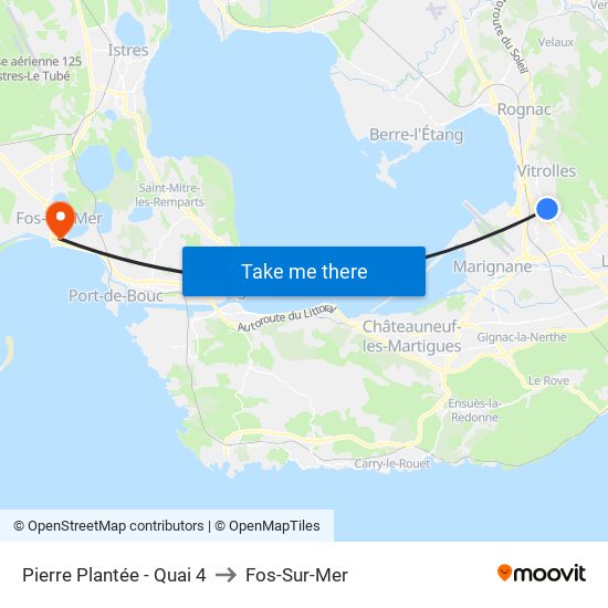 Pierre Plantée - Quai 4 to Fos-Sur-Mer map