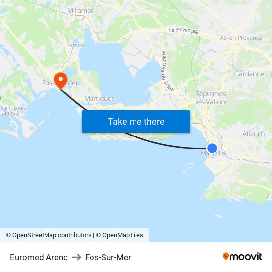 Euromed Arenc to Fos-Sur-Mer map