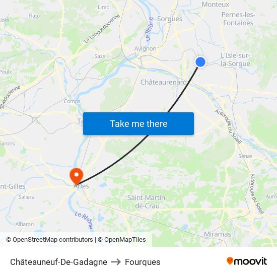 Châteauneuf-De-Gadagne to Fourques map