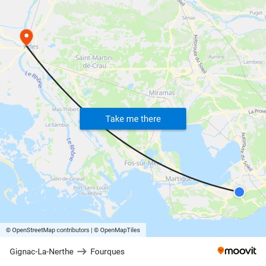 Gignac-La-Nerthe to Fourques map