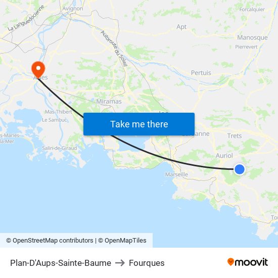 Plan-D'Aups-Sainte-Baume to Fourques map