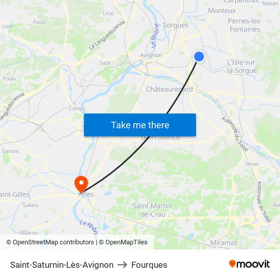 Saint-Saturnin-Lès-Avignon to Fourques map