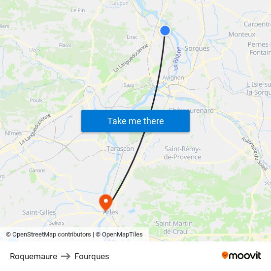 Roquemaure to Fourques map