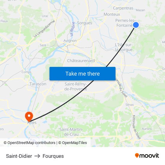 Saint-Didier to Fourques map