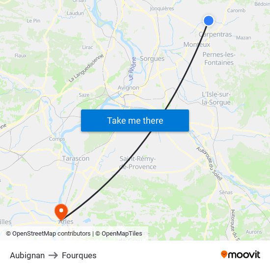 Aubignan to Fourques map