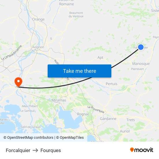 Forcalquier to Fourques map