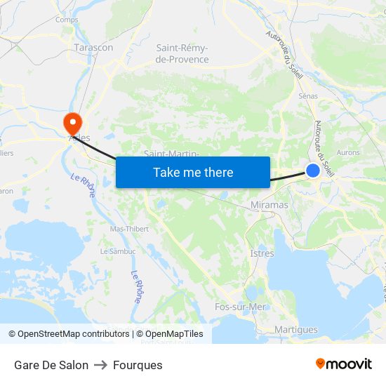 Gare De Salon to Fourques map
