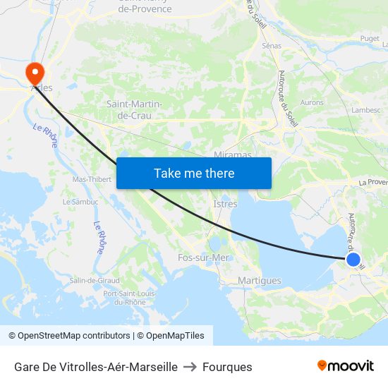 Gare De Vitrolles-Aér-Marseille to Fourques map