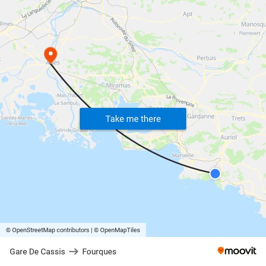 Gare De Cassis to Fourques map