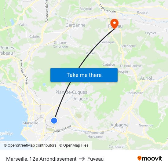 Marseille, 12e Arrondissement to Fuveau map