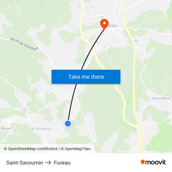 Saint-Savournin to Fuveau map