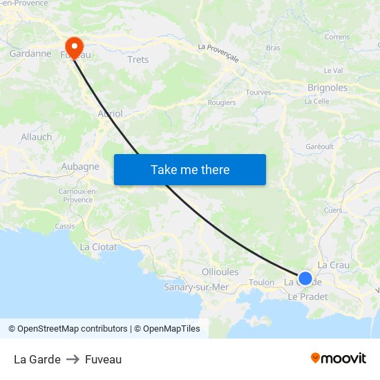 La Garde to Fuveau map