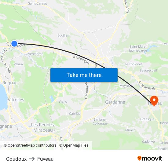 Coudoux to Fuveau map