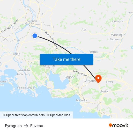 Eyragues to Fuveau map