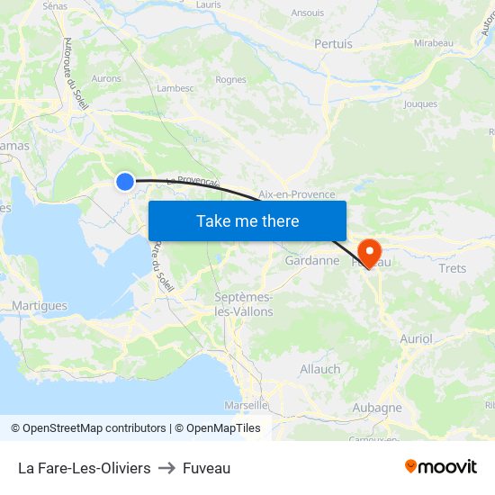 La Fare-Les-Oliviers to Fuveau map