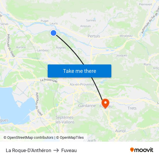La Roque-D'Anthéron to Fuveau map