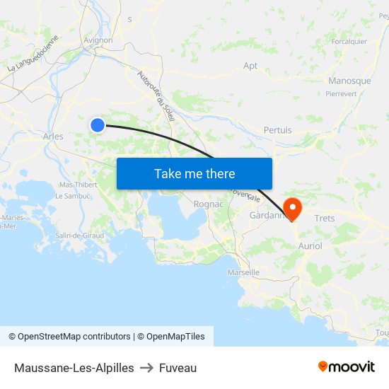 Maussane-Les-Alpilles to Fuveau map