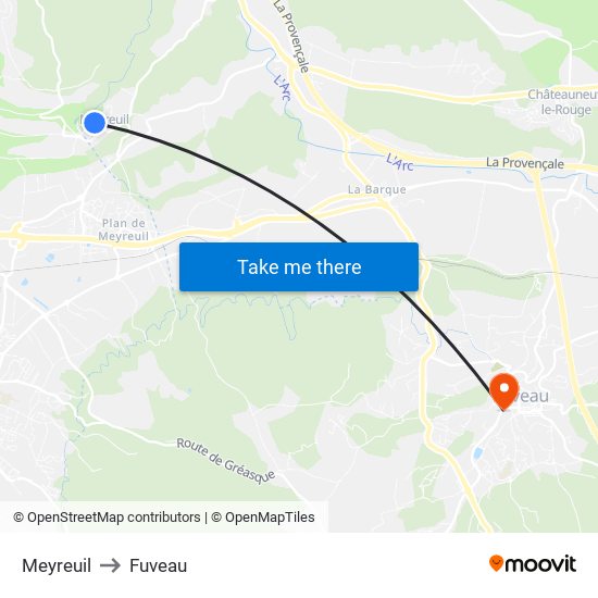 Meyreuil to Fuveau map