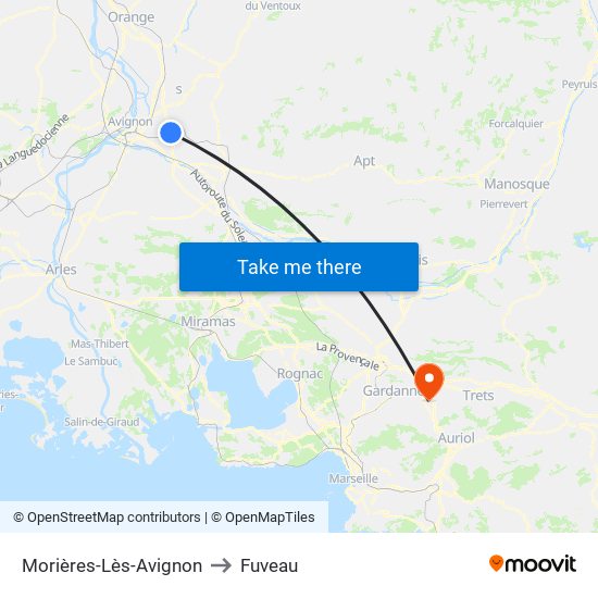 Morières-Lès-Avignon to Fuveau map