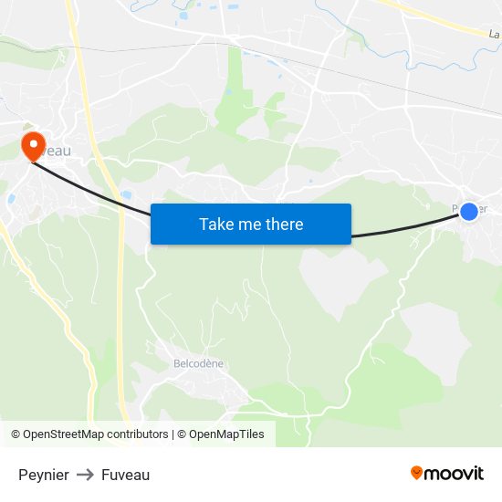 Peynier to Fuveau map