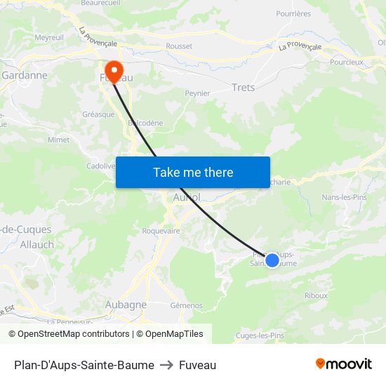 Plan-D'Aups-Sainte-Baume to Fuveau map