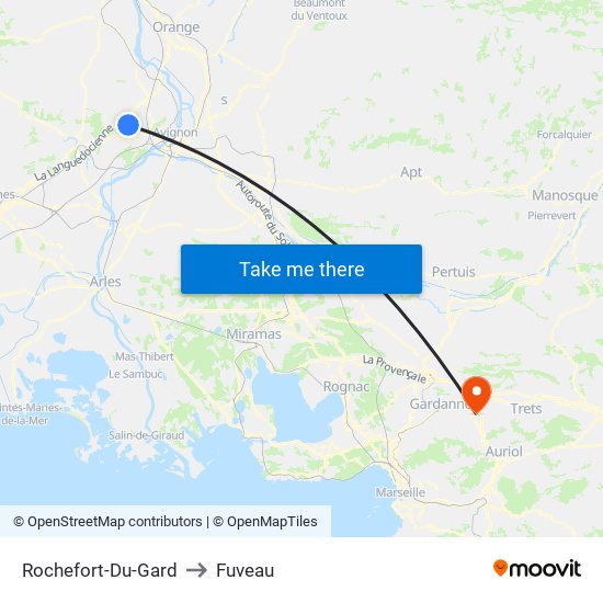 Rochefort-Du-Gard to Fuveau map