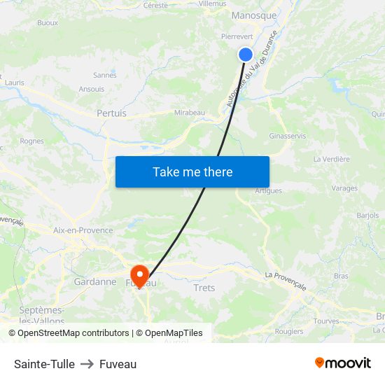 Sainte-Tulle to Fuveau map